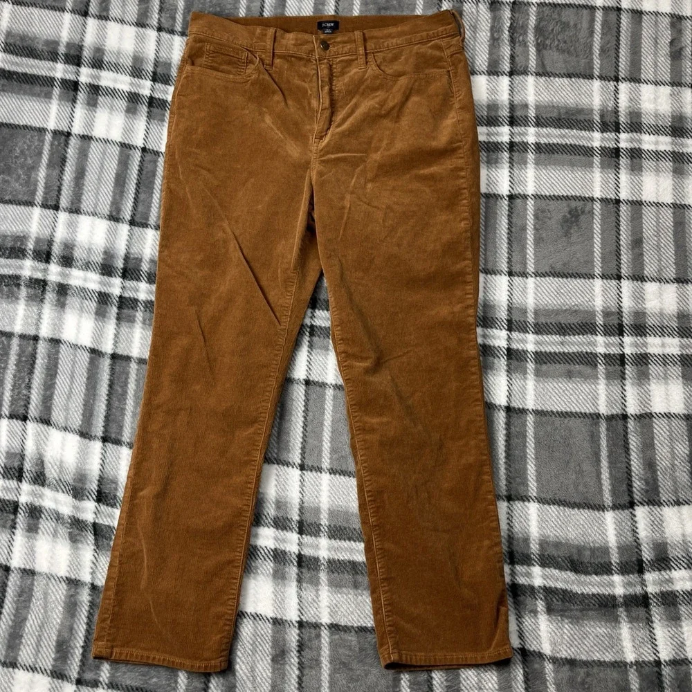 J. Crew Corduroy Straight Leg Pants Womens Size 32 5 Pocket Brown Gold BT006